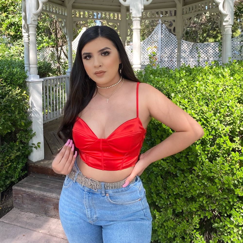 Red satin top
